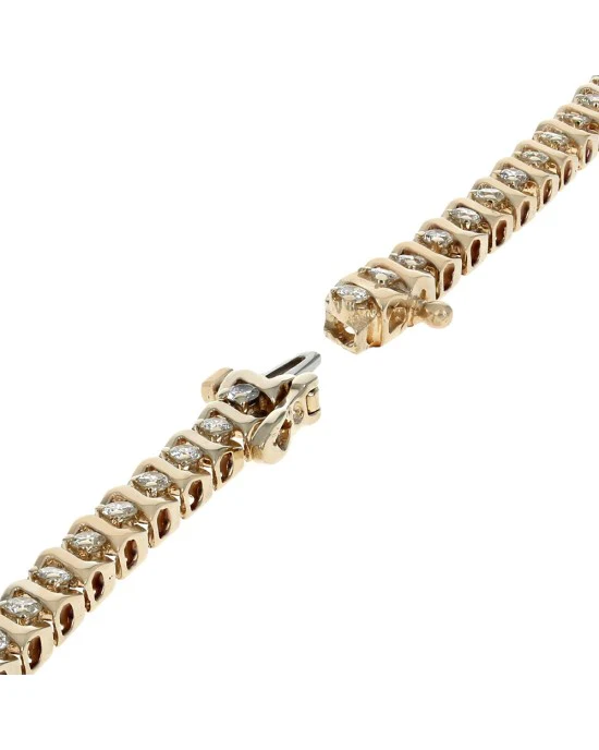Alternating Diamond Z Link Inline Bracelet in Yellow Gold - Image 2