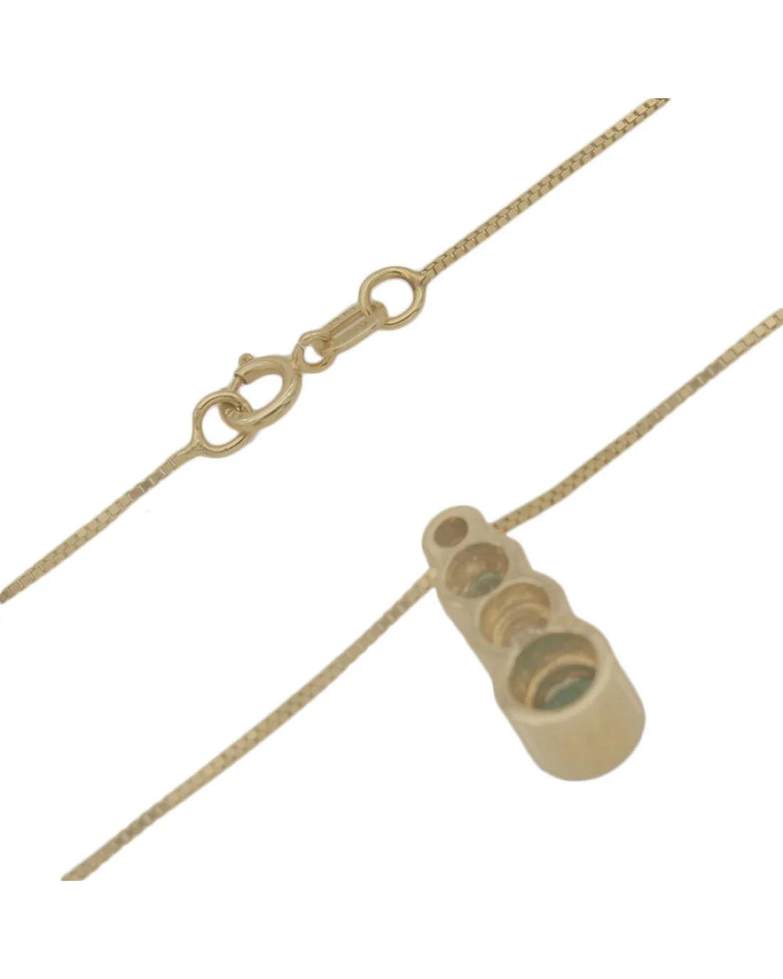 Alternating Emerald and Diamond Drop Necklace in Yellow Gold - Image 3