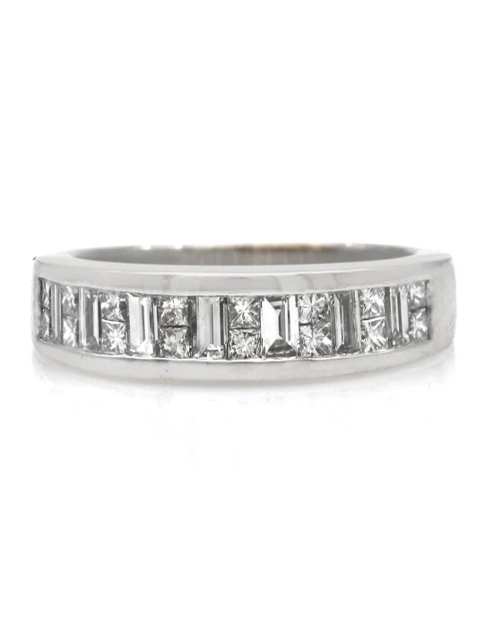 Alternating Princess and Baguette Diamond Band - Image 2