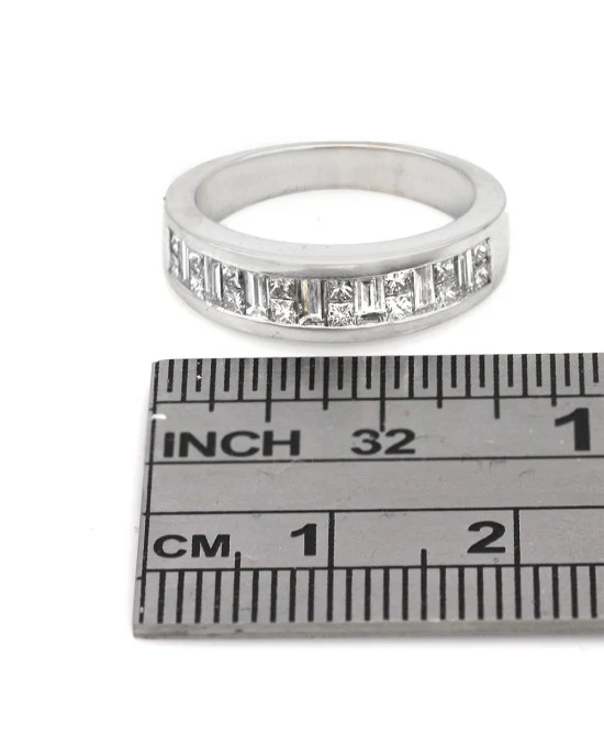 Alternating Princess and Baguette Diamond Band - Image 3