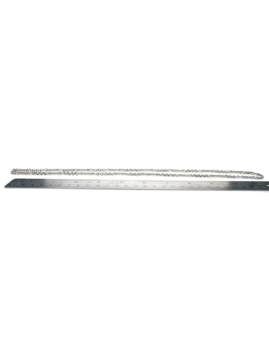 Alternating Rectangular Etched Greek Key Link Rolo Chain Necklace in White Gold - Image 3
