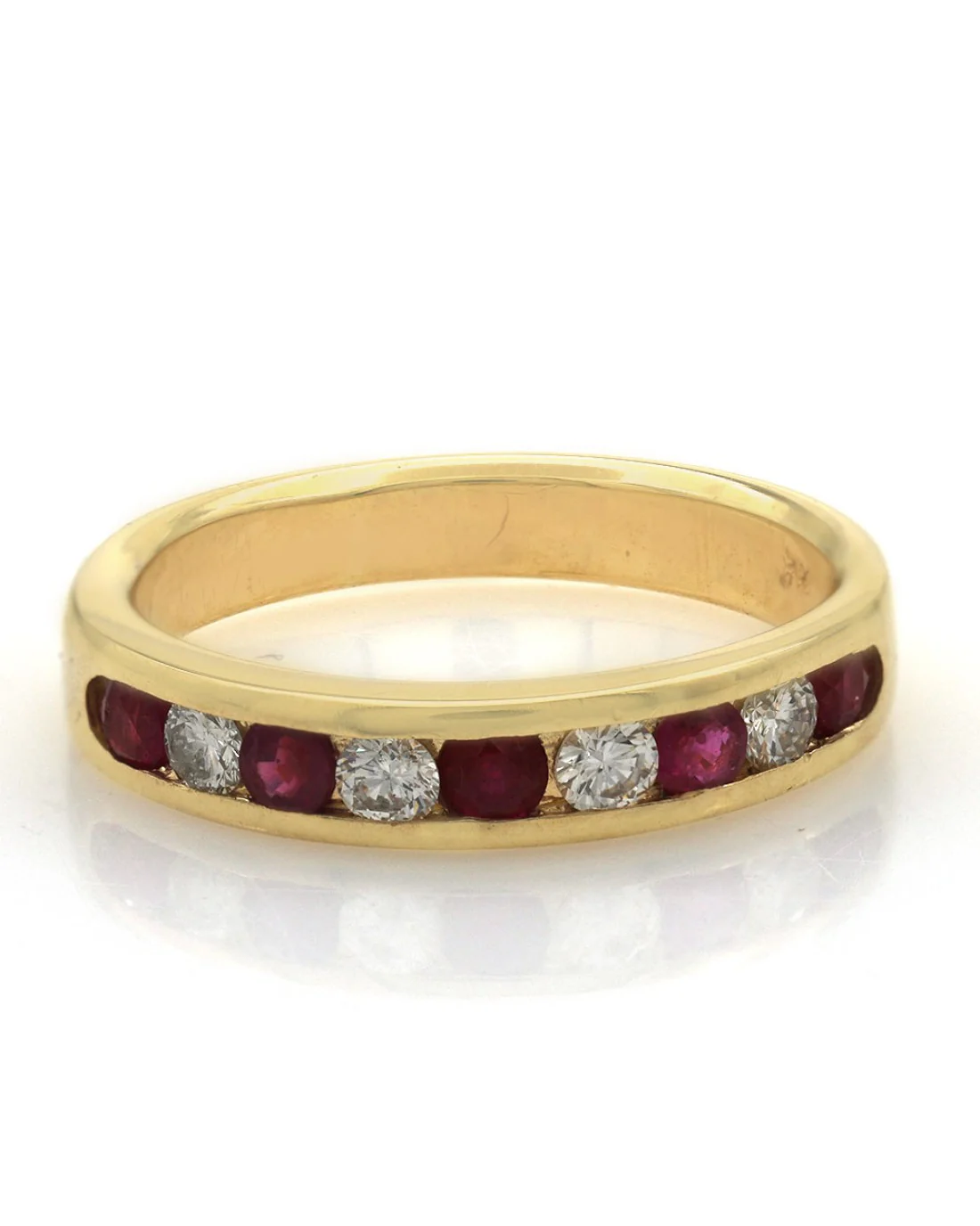 Alternating Ruby and Diamond Band in Gold - Image 2