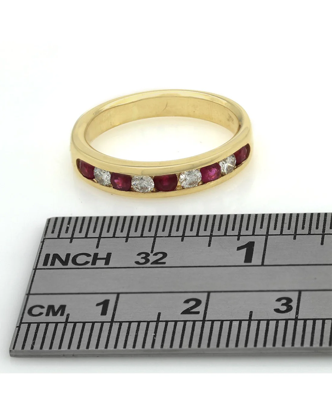 Alternating Ruby and Diamond Band in Gold - Image 3