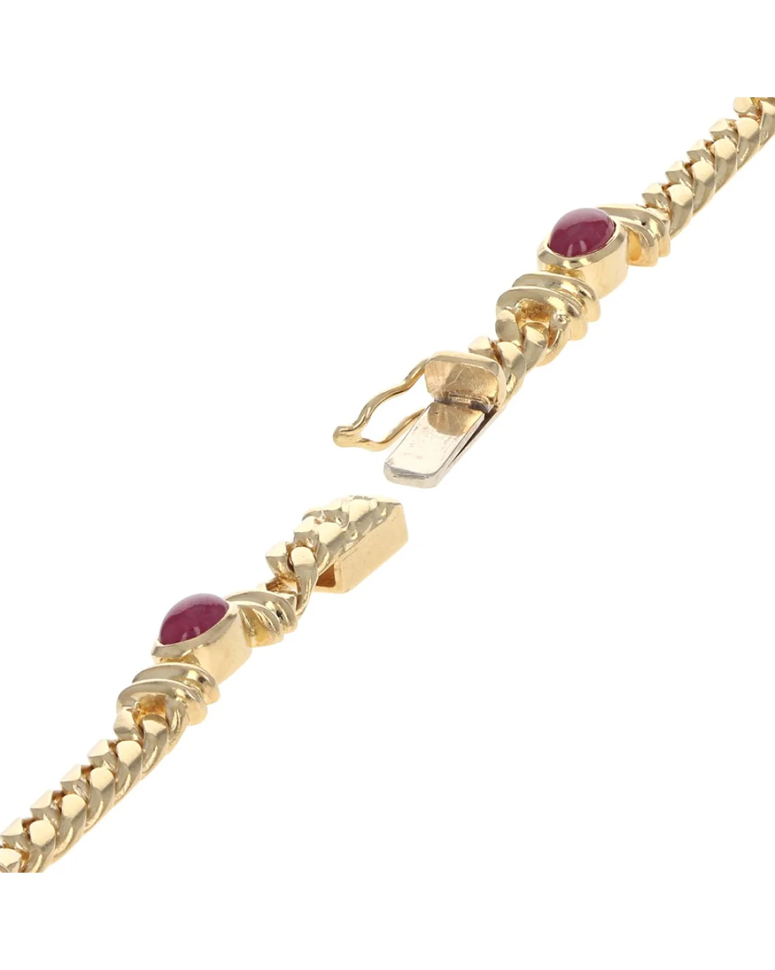 Alternating Ruby And Sapphire Curb Chain Bracelet - Image 2