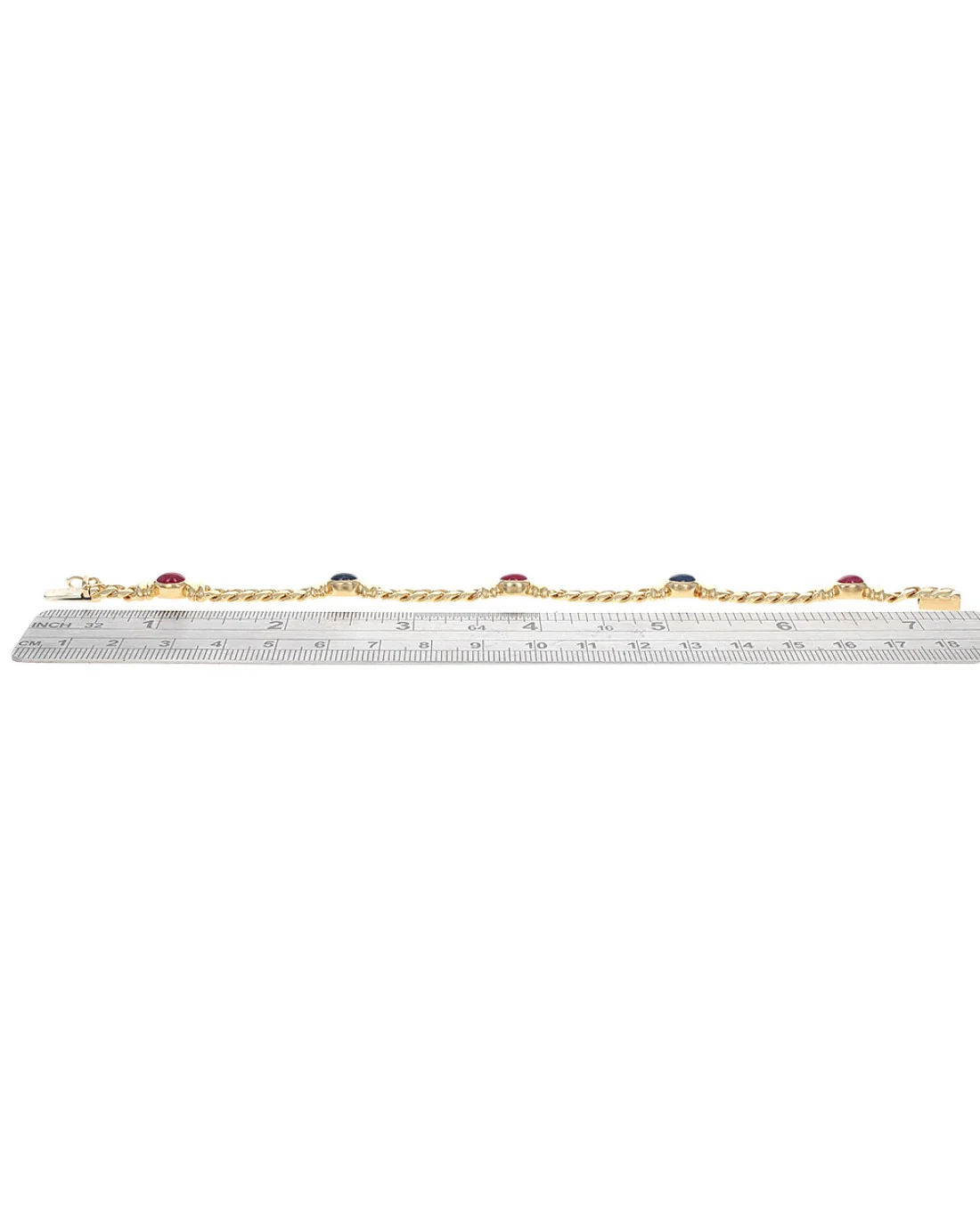 Alternating Ruby And Sapphire Curb Chain Bracelet - Image 3