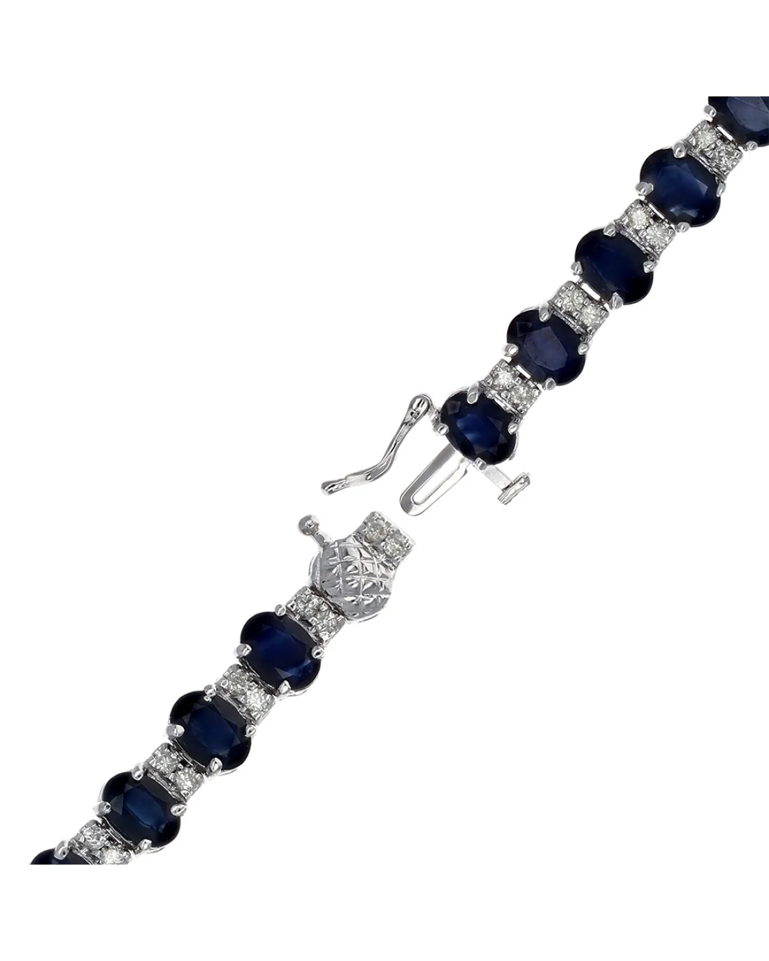 Alternating Sapphire and Diamond Bracelet in White Gold - Image 2