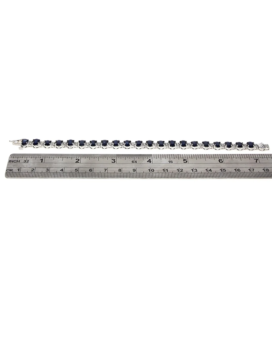 Alternating Sapphire and Diamond Bracelet in White Gold - Image 3