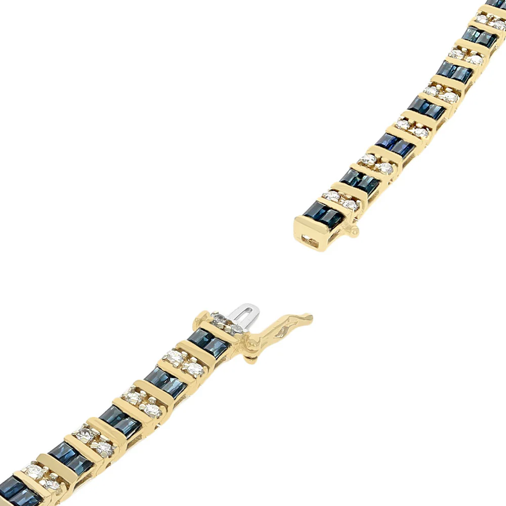 Alternating Sapphire and Diamond Inline Bracelet - Image 2