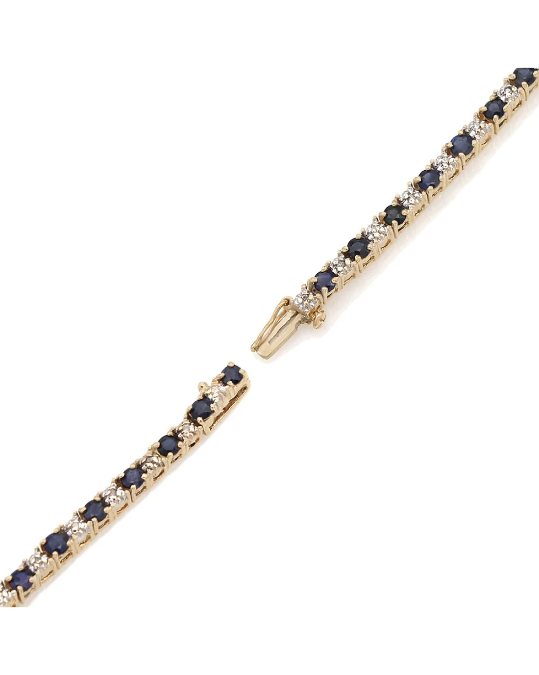 Alternating Sapphire and Diamond Inline Bracelet - Image 2