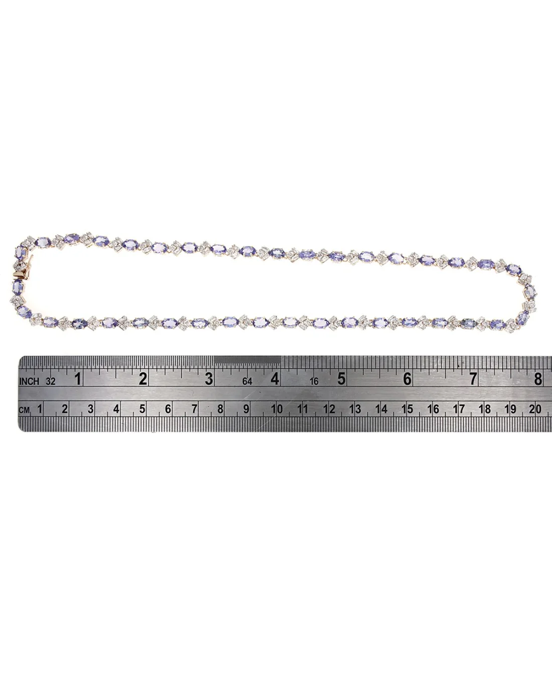 Alternating Tanzanite and Diamond Inline Bracelet - Image 3