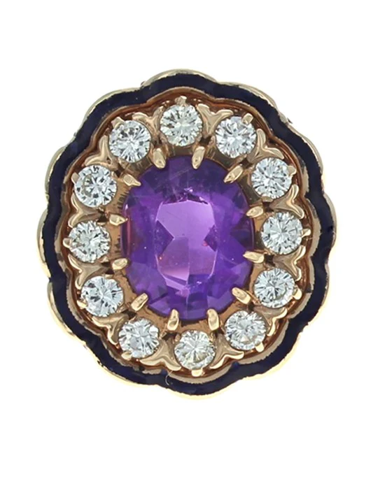 Amethyst and Diamond Scalloped Ring - Image 2