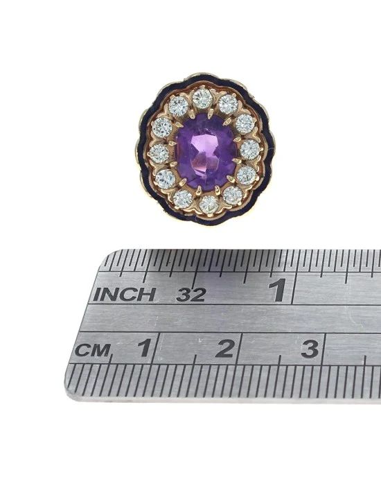 Amethyst and Diamond Scalloped Ring - Image 3