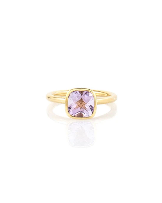 Amethyst Solitaire Stackable Ring in Gold - Image 3