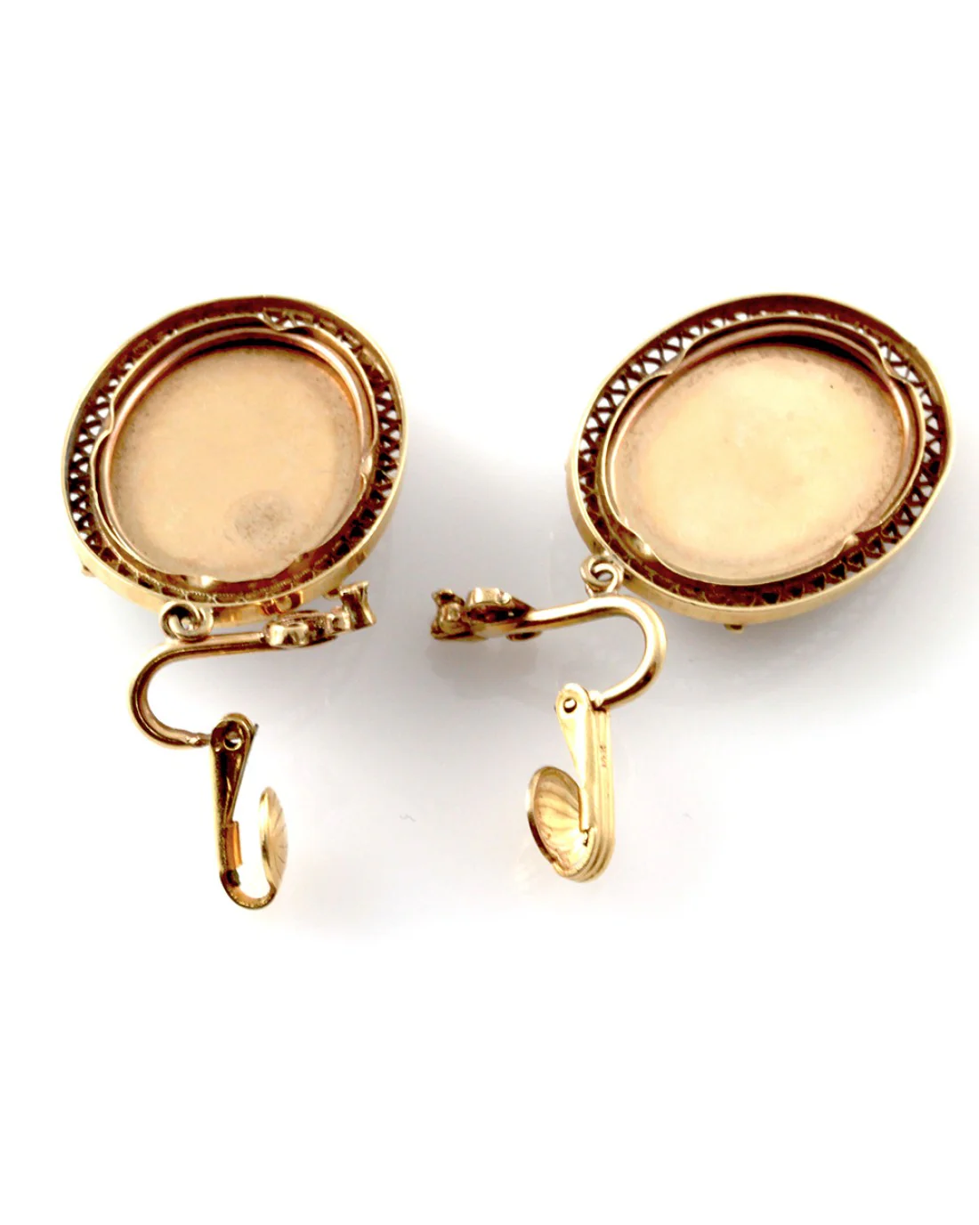 Antique Hand Painted Micro Portrait Clip-On Earrings in 10K Yellow Gold - Image 7