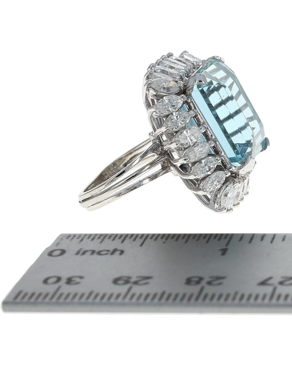 Aquamarine and Diamond Halo Ring - Image 3