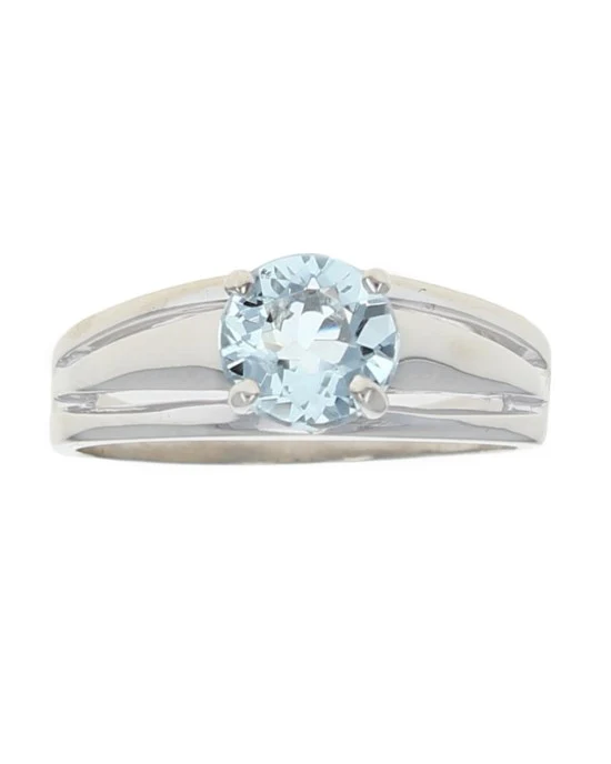 Aquamarine Solitaire Tapered Ring - Image 2