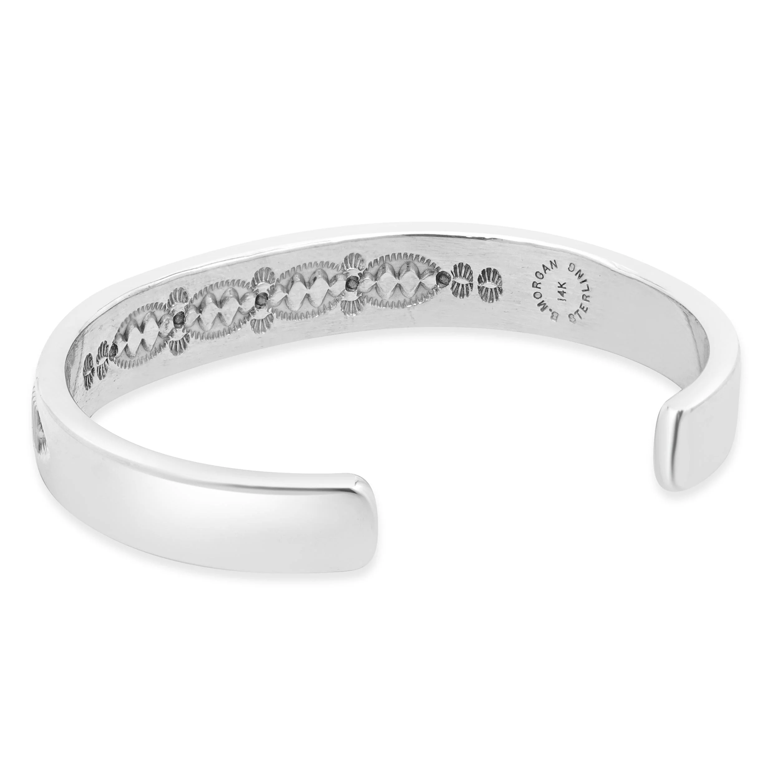 B. Morgan Native American Sterling Silver & 14 Karat Yellow Gold Cuff Bracelet - Image 4
