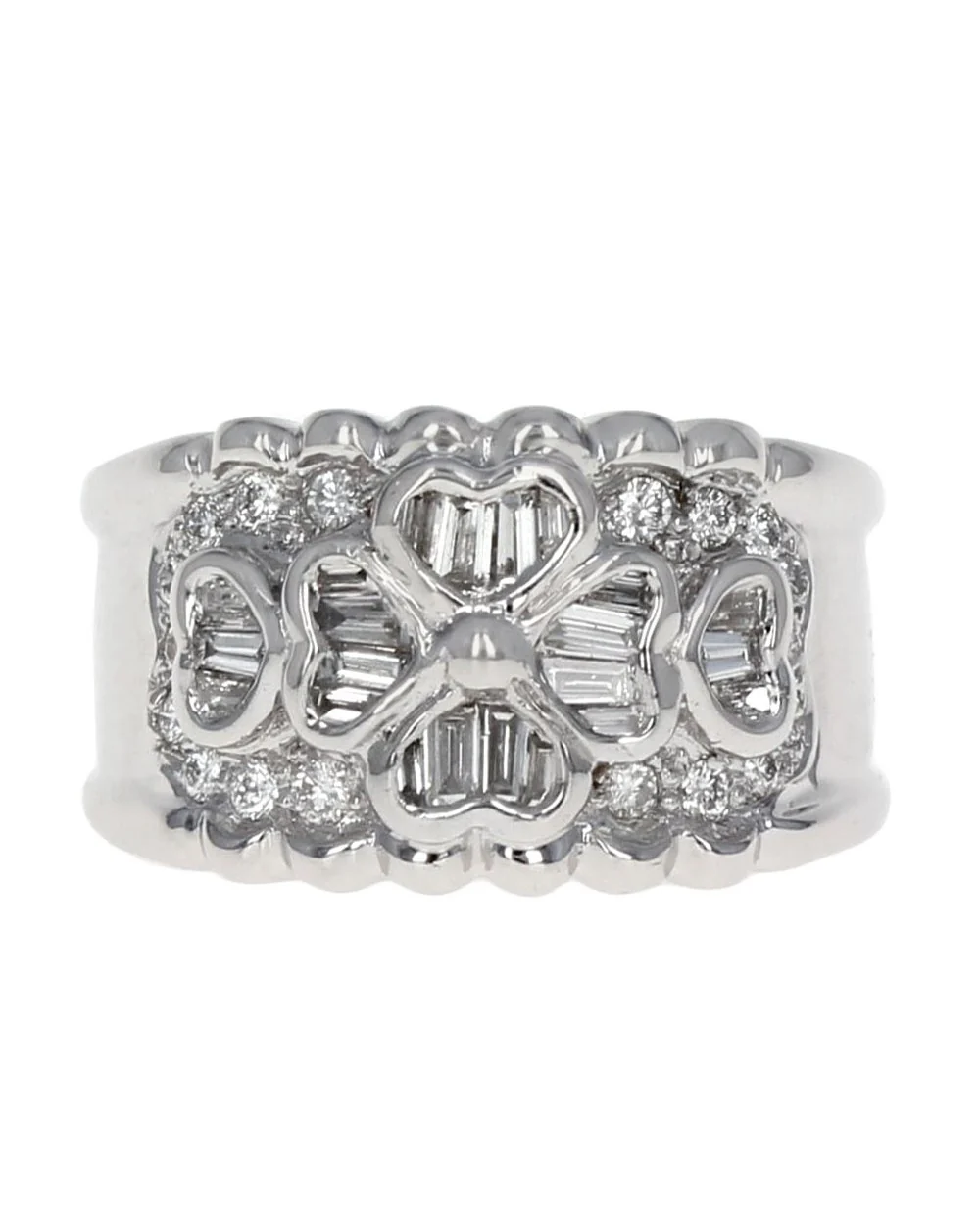 Baguette and Round Diamond Clover Motif Band - Image 2