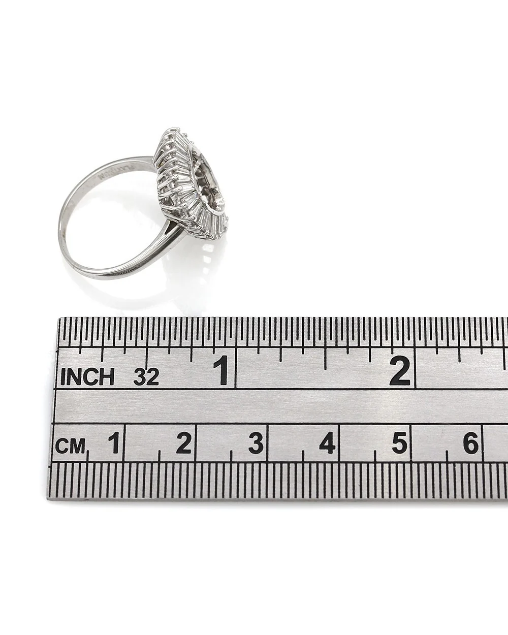 Baguette Diamond Heart Platinum Ring - Image 2