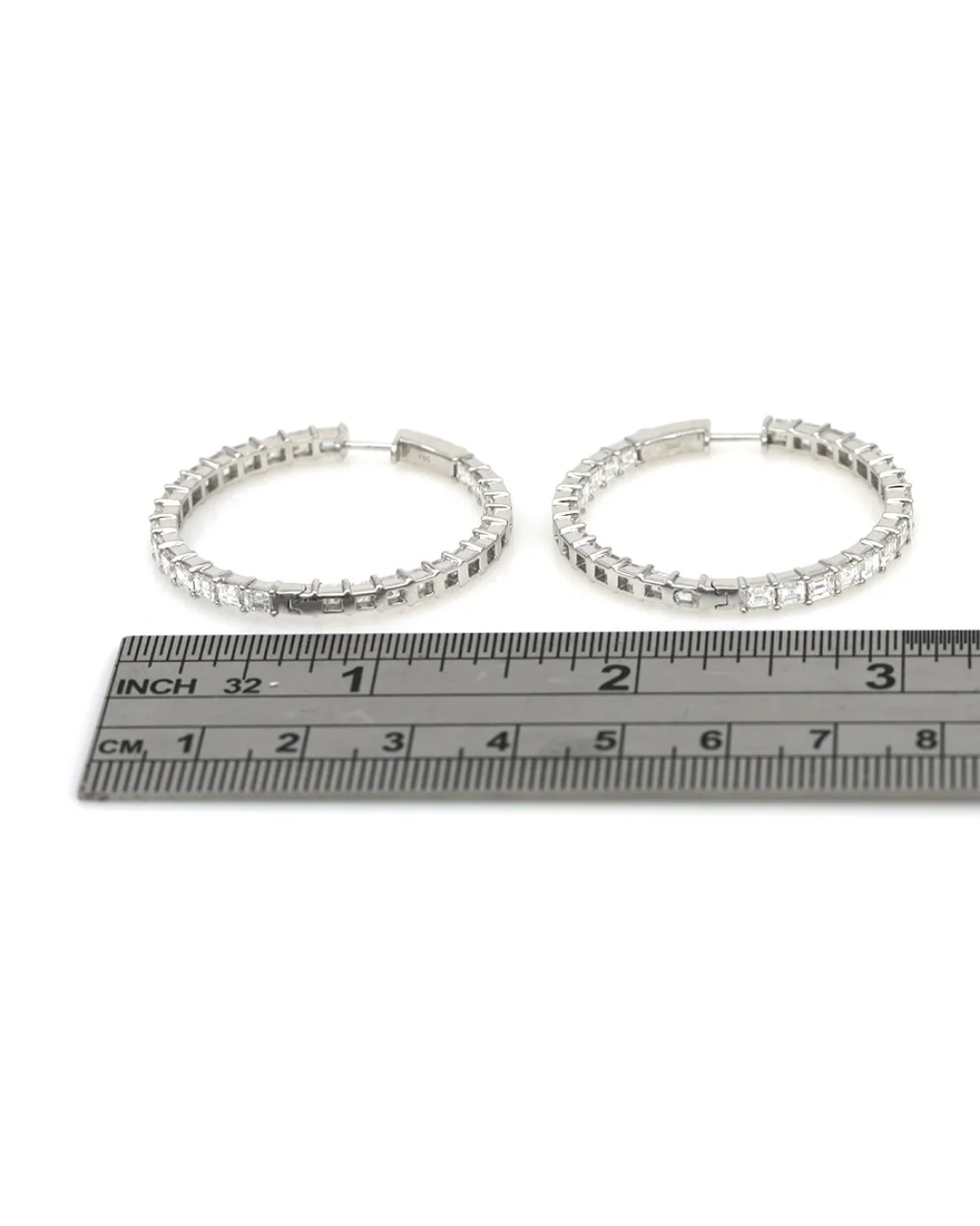 Baguette Diamond Inside Outside Hoops - Image 3