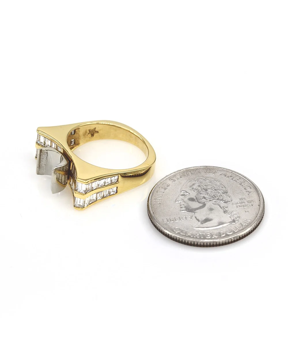 Baguette Diamond Tension Ring Mounting in Gold - Image 3