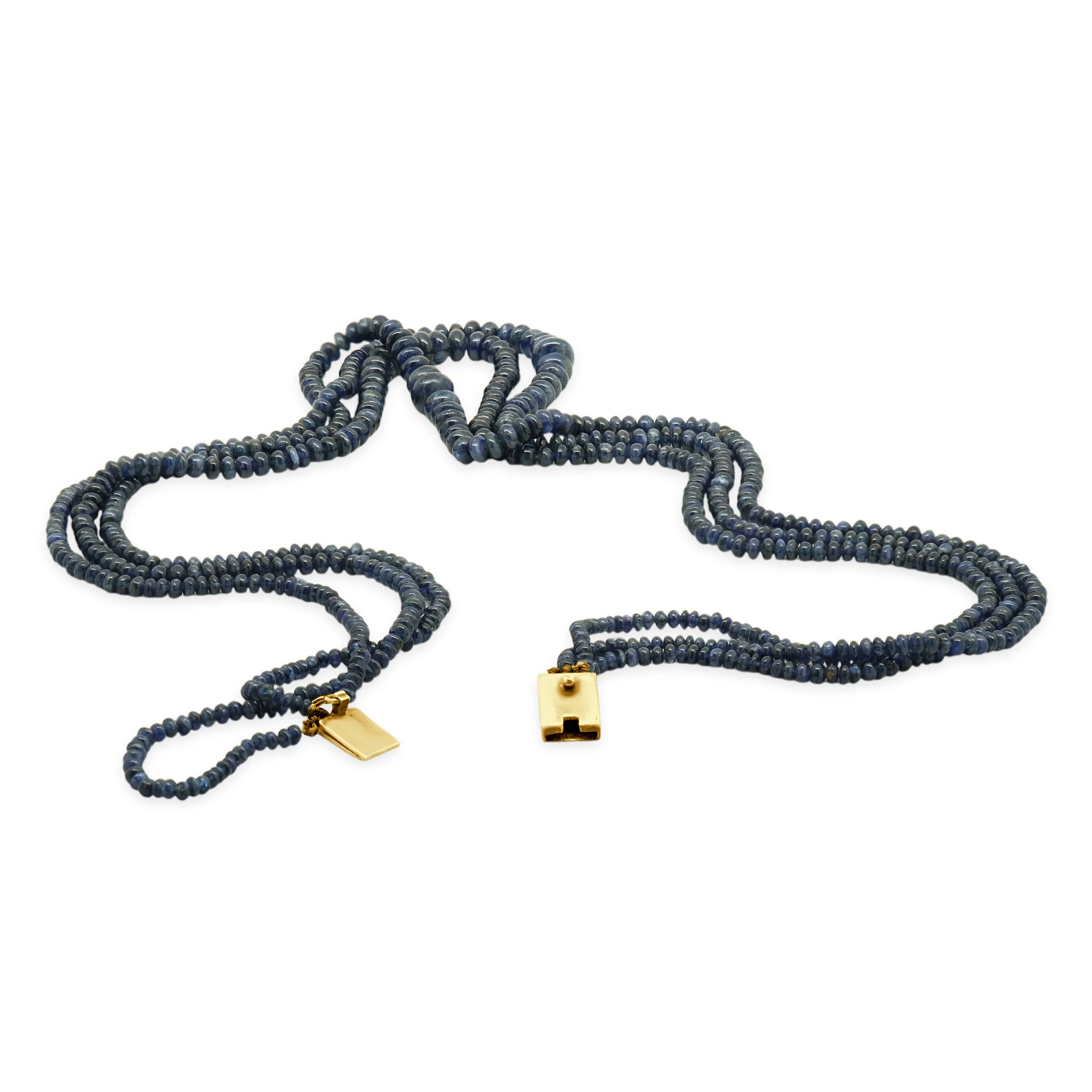 Base Metal & Strand Graduated Sapphire Bead Necklace - Image 3