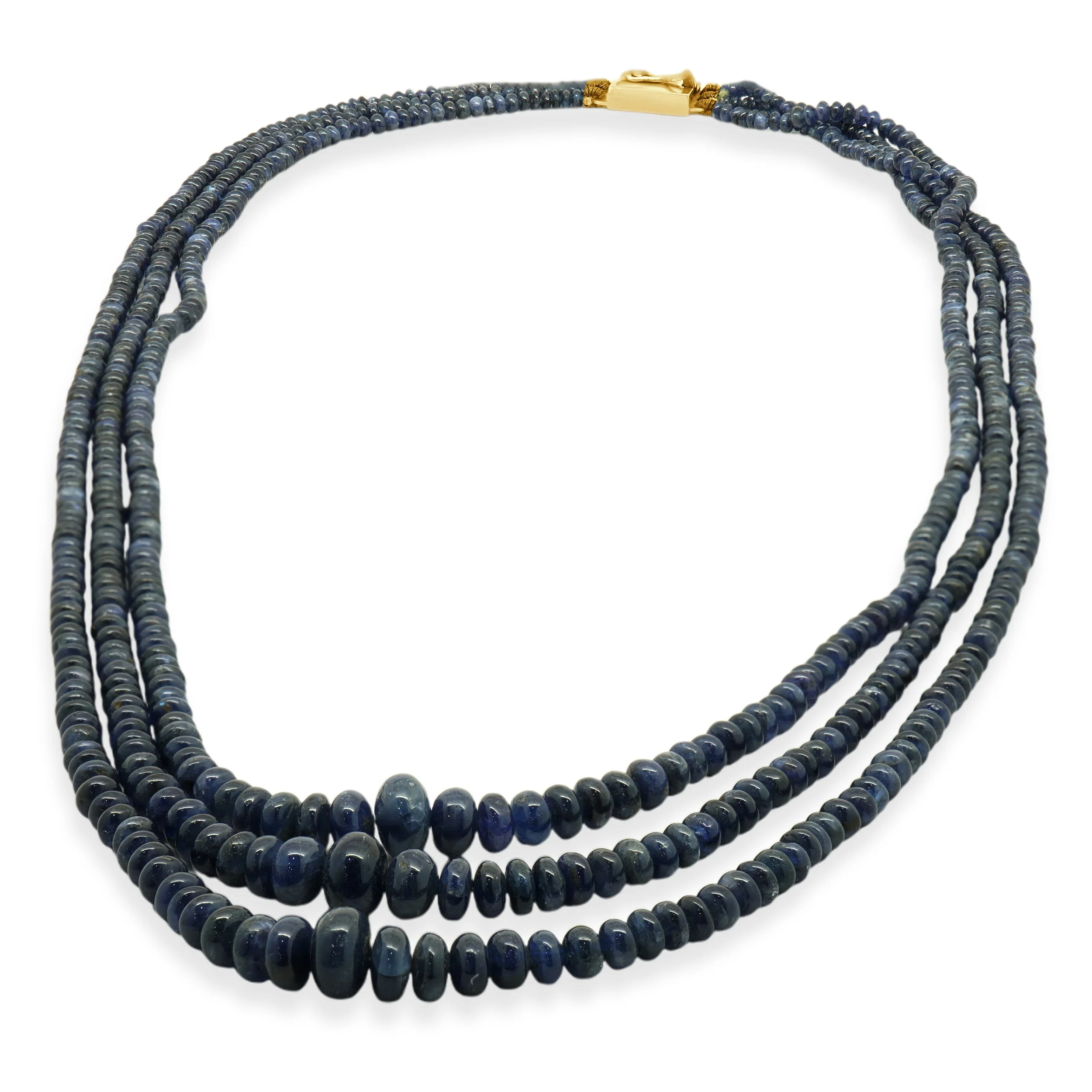 Base Metal & Strand Graduated Sapphire Bead Necklace - Image 4