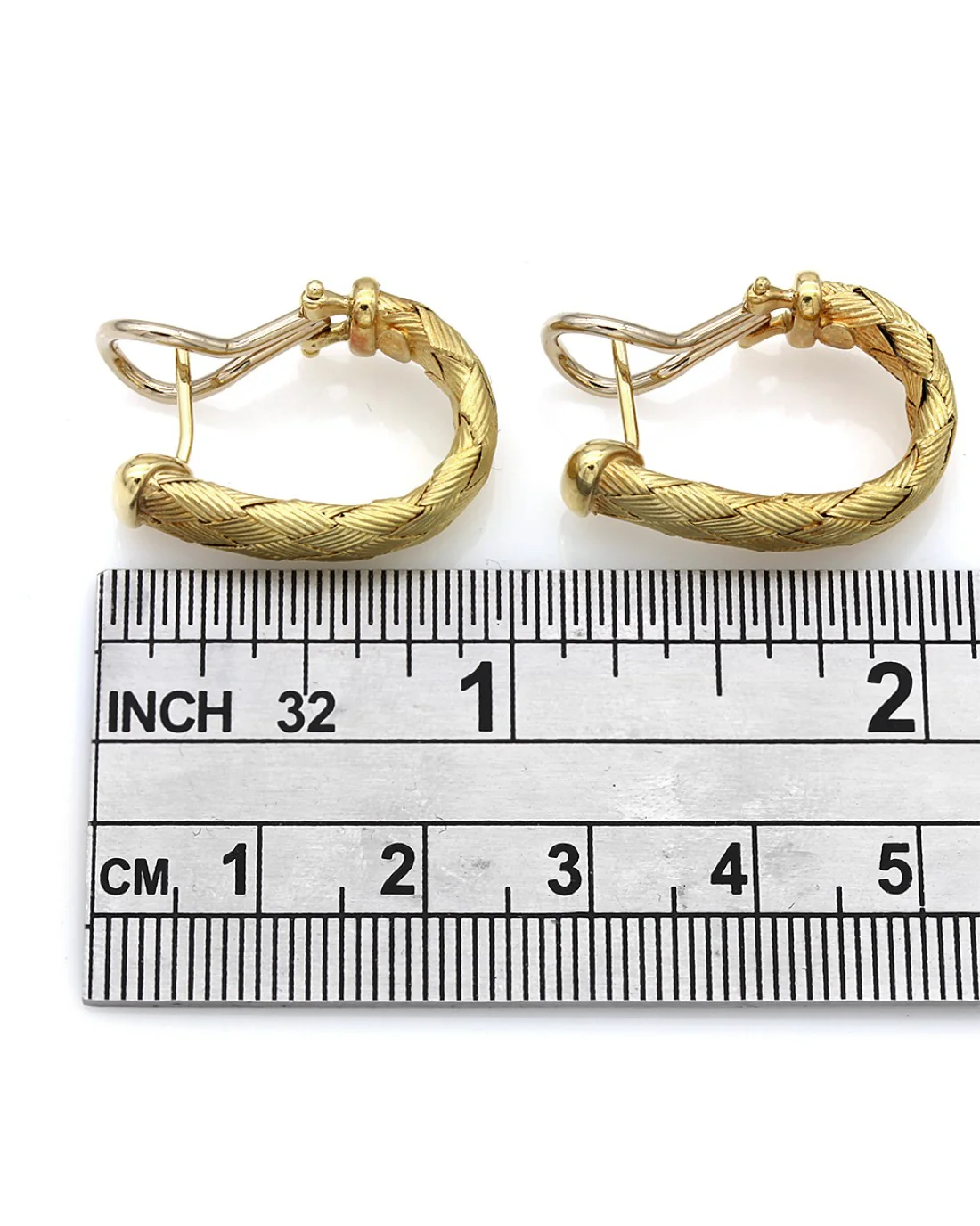 Basket Weave J Earrings in Gold - Image 3