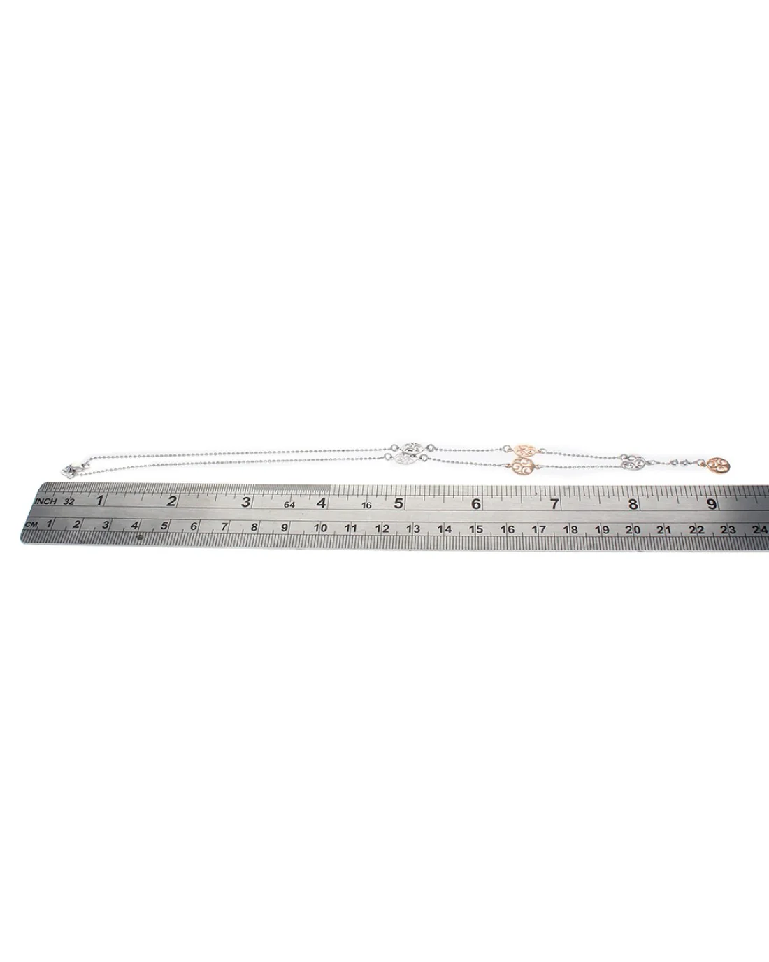 Bead Chain Necklace with Disc Stations - Image 3