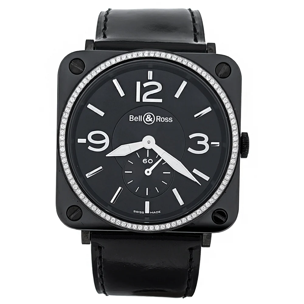 Bell & Ross Aviation 39mm Black Ceramic Diamonds BRS 98 BCS
