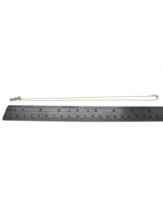 Bezel Link Diamond Drop on Bead Chain Necklace - Image 3