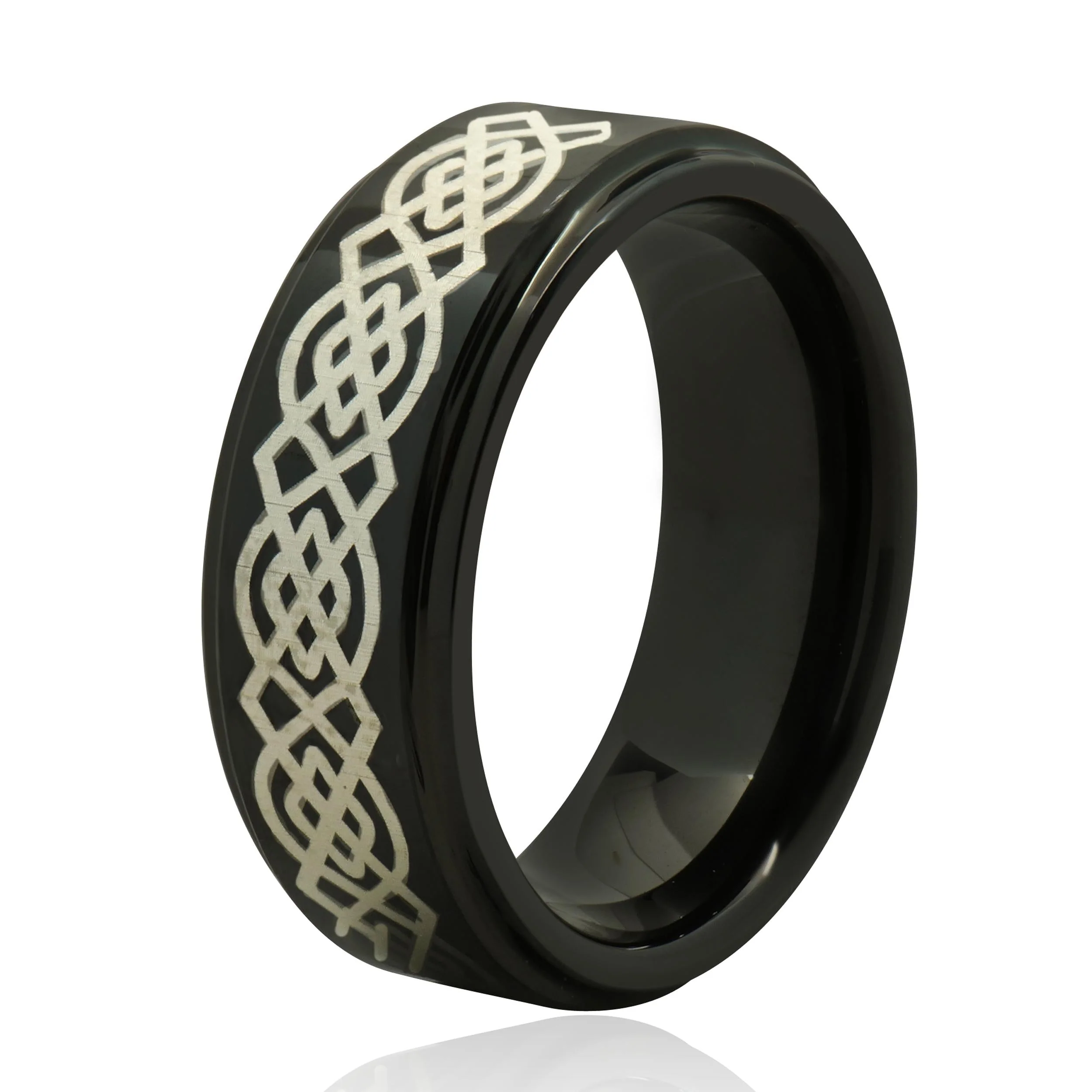 Black 8MM Tungsten Celtic Knot Ring - Image 2