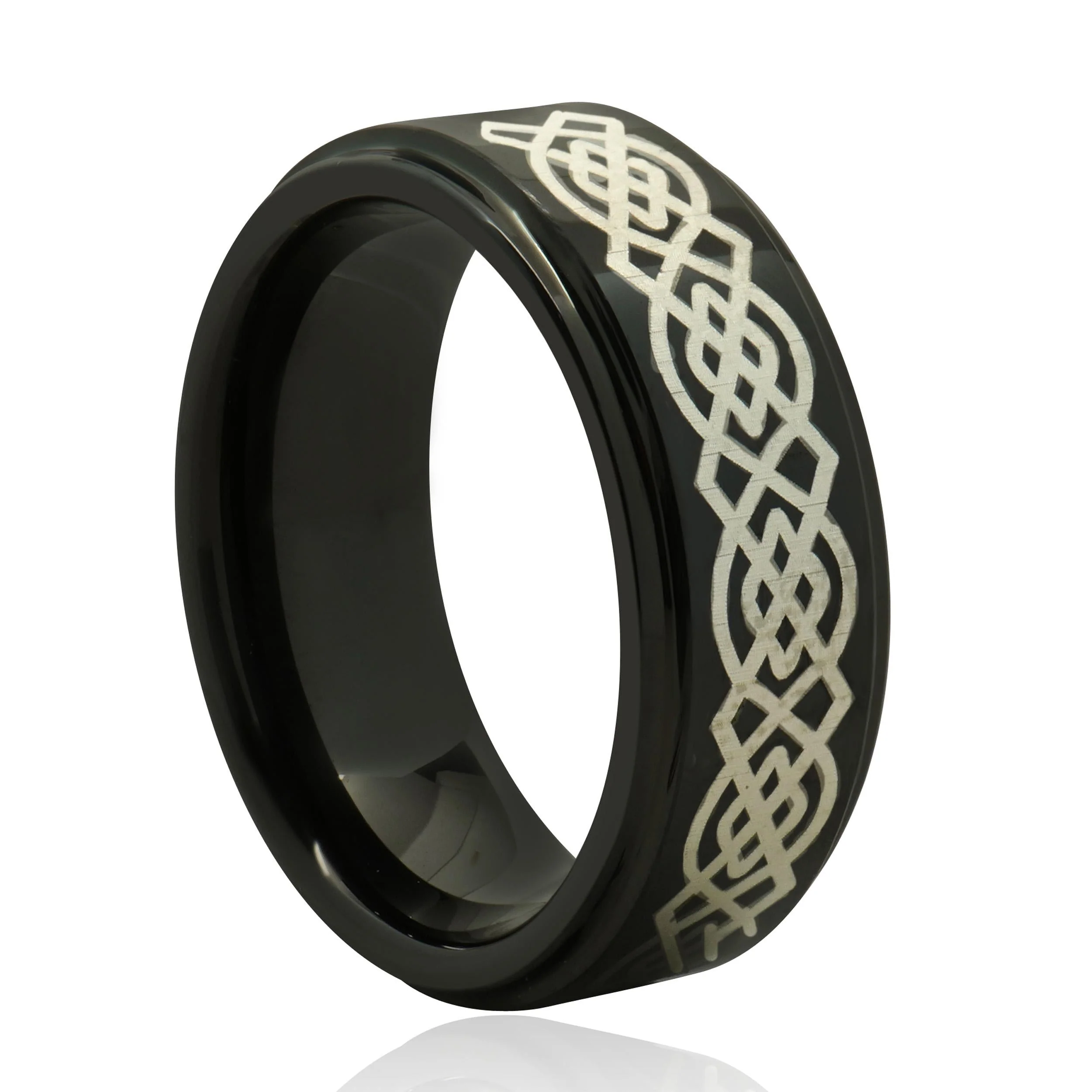 Black 8MM Tungsten Celtic Knot Ring - Image 4