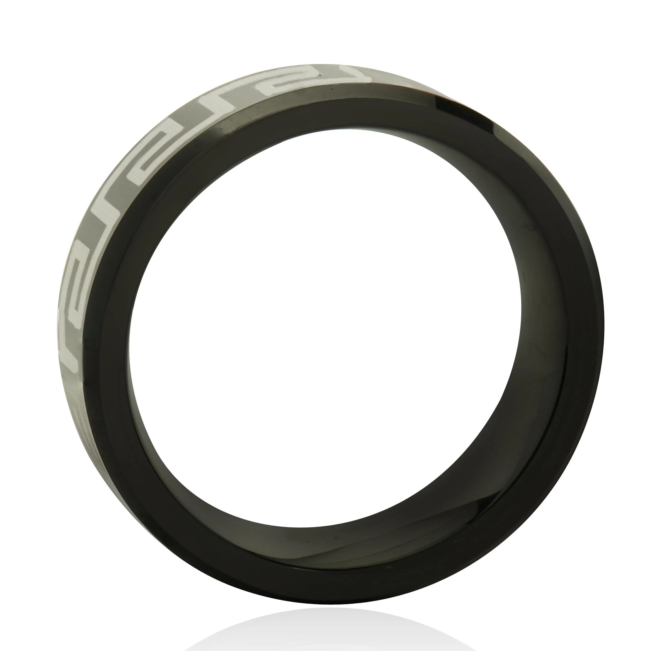 Black 8MM Tungsten Greek Key Band - Image 2