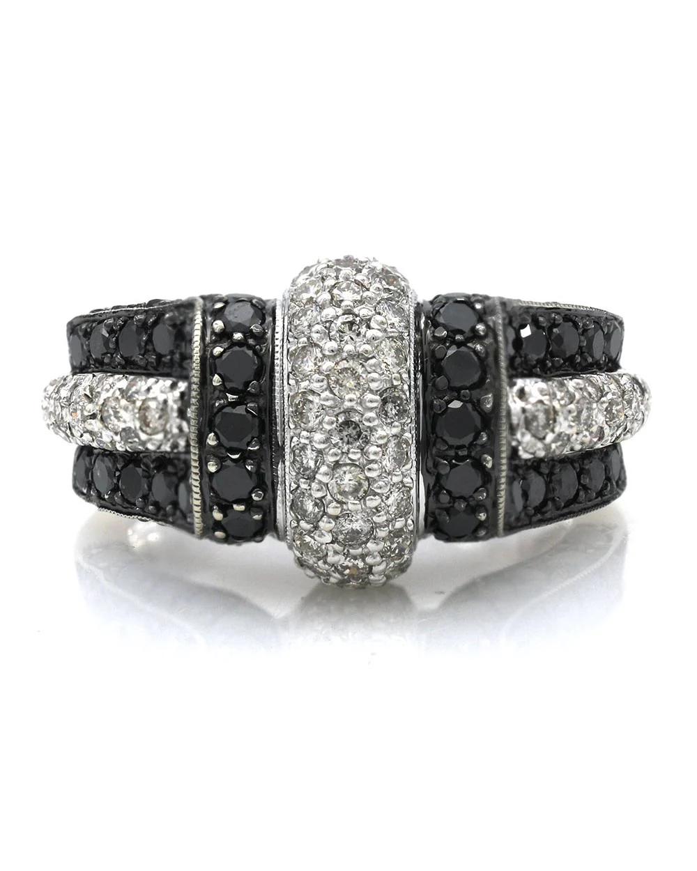 Black and White Diamond Pave Fashion Ring - Image 2