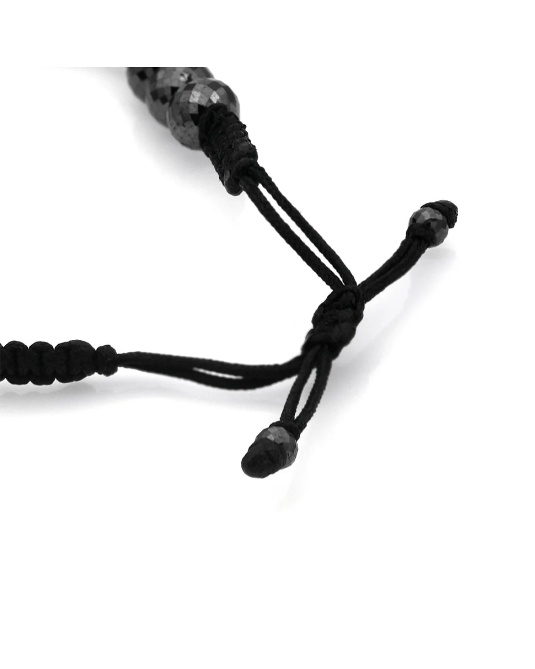 Black Diamond Bead Bracelet on Silk Cord - Image 2