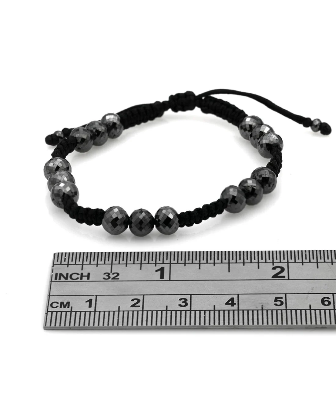 Black Diamond Bead Bracelet on Silk Cord - Image 3