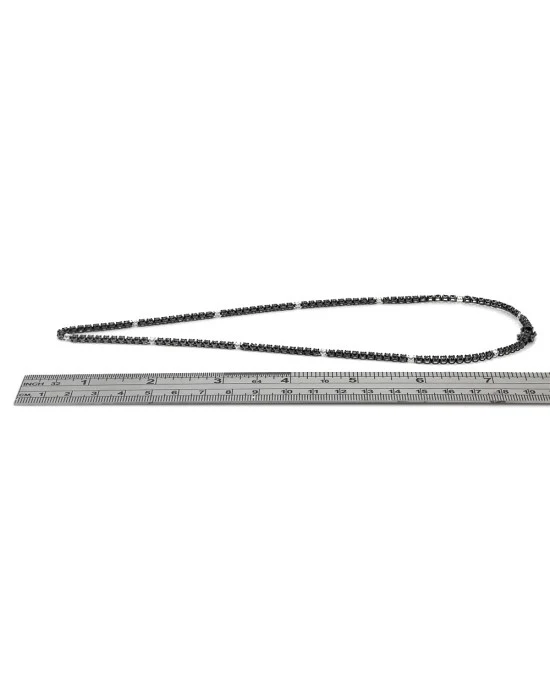 Black Diamond Inline Necklace with White Diamond Stations - Image 3