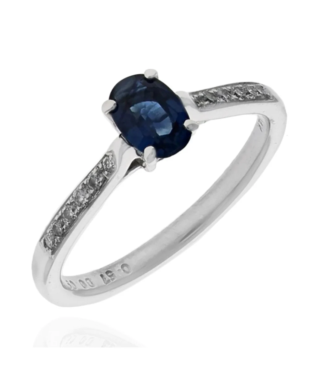 Blue Sapphire and Diamond Ring in White Gold