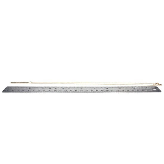 14K Yellow Gold Blue Sapphire Vertical Bar Drop Slider Necklace - Image 3