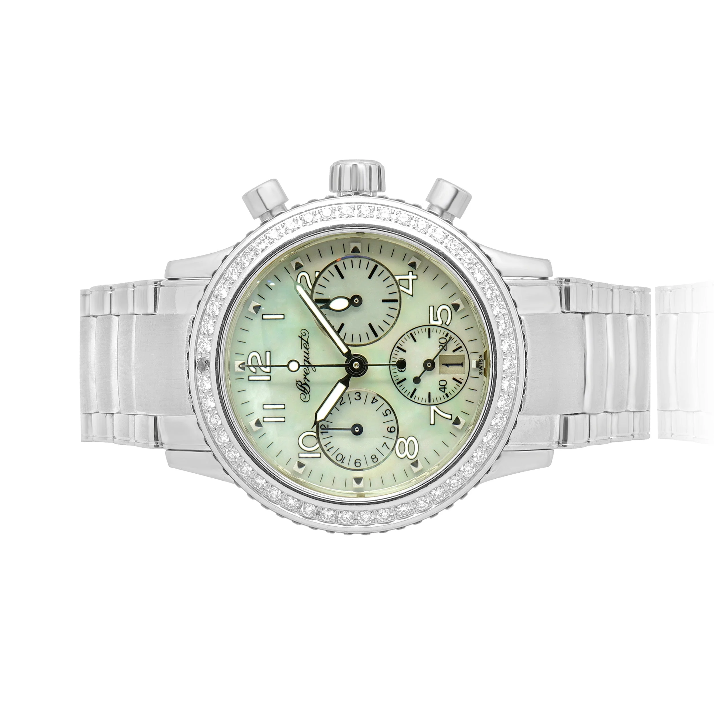 Breguet Stainless Steel Transatlantique Type XX Chronograph 33mm Blue Mother of Pearl - Image 2