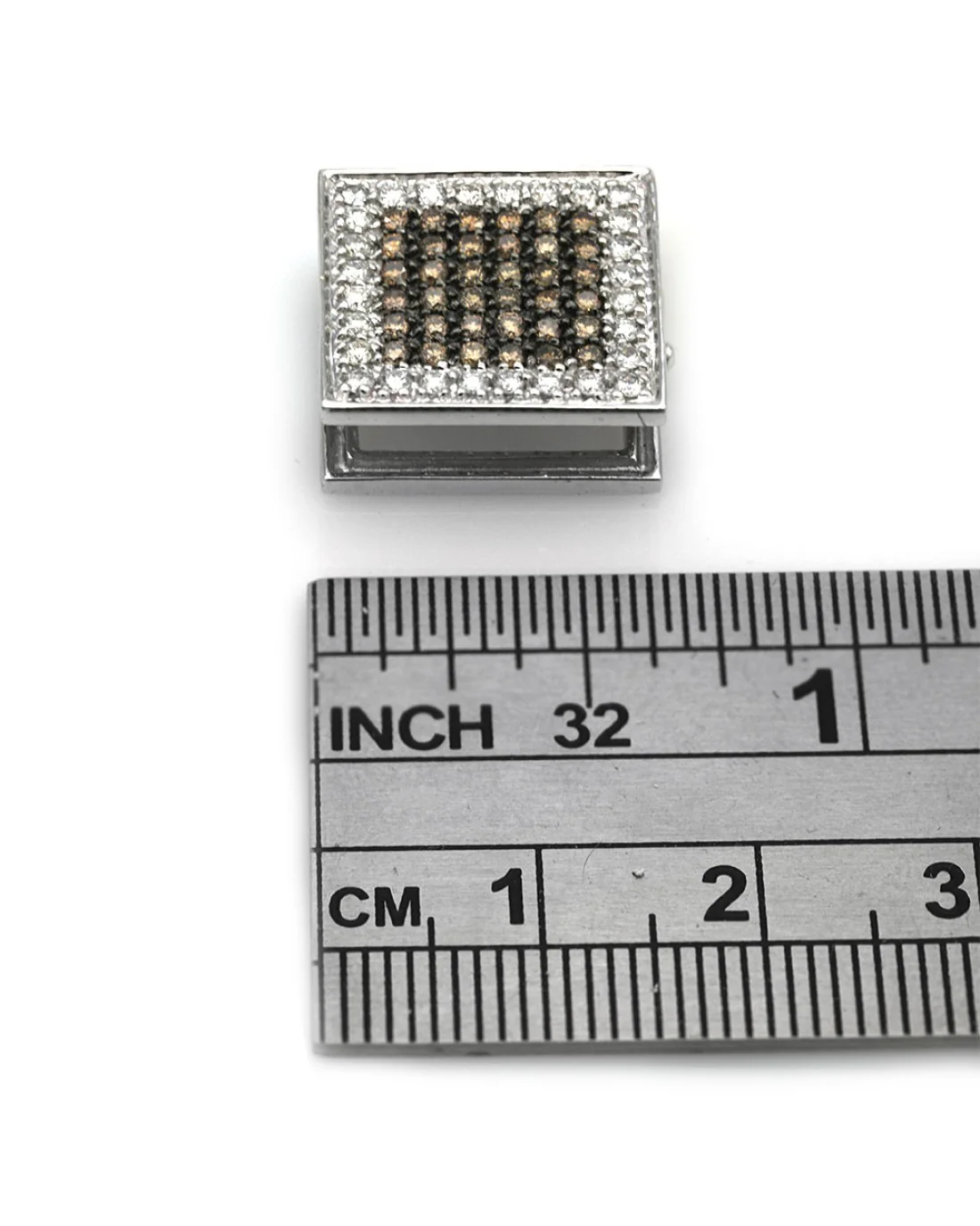 Brown and White Diamond Square Enhancer Pendant - Image 3