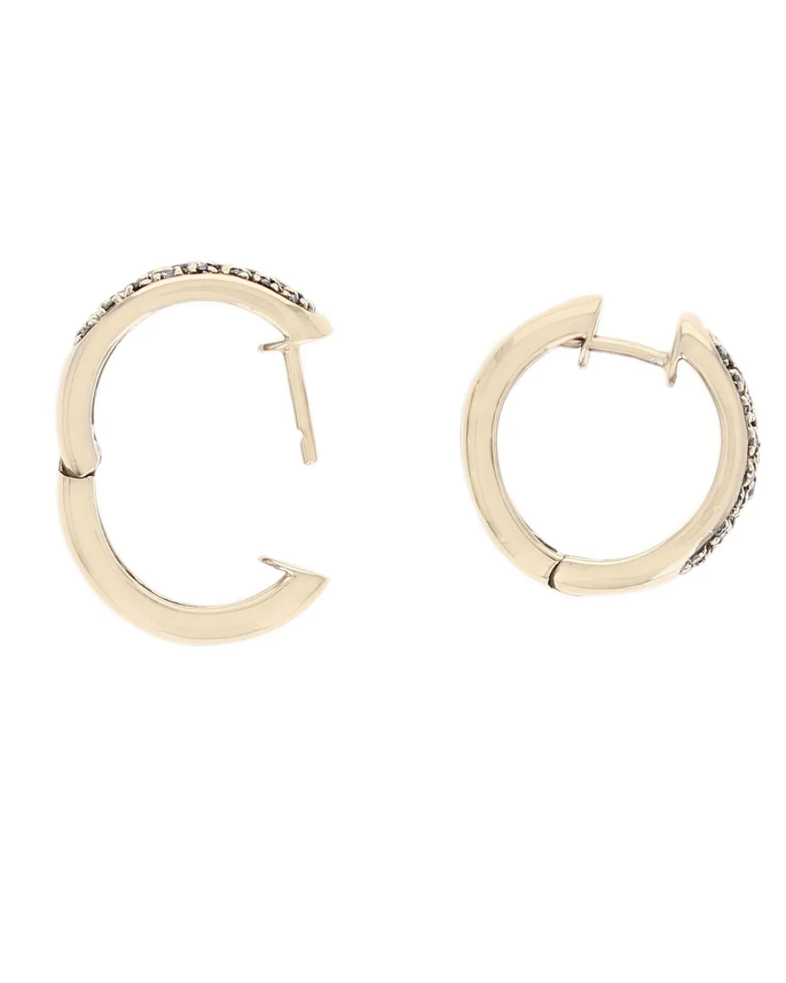 Brown Diamond Pave Huggie Earrings - Image 2