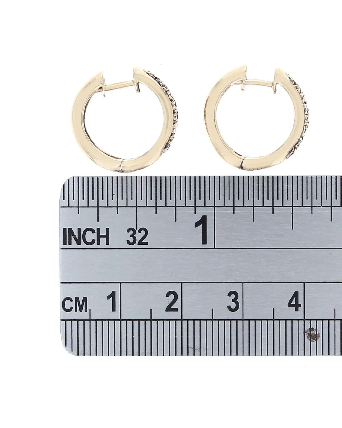 Brown Diamond Pave Huggie Earrings - Image 3