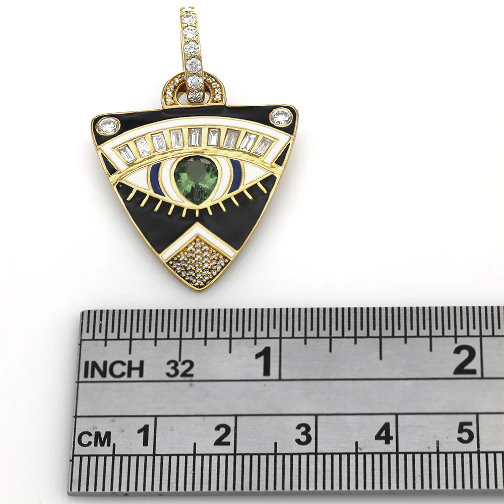 Buddha Mama Tourmaline Diamond Enamel Guitar Pick Pendant - Image 3