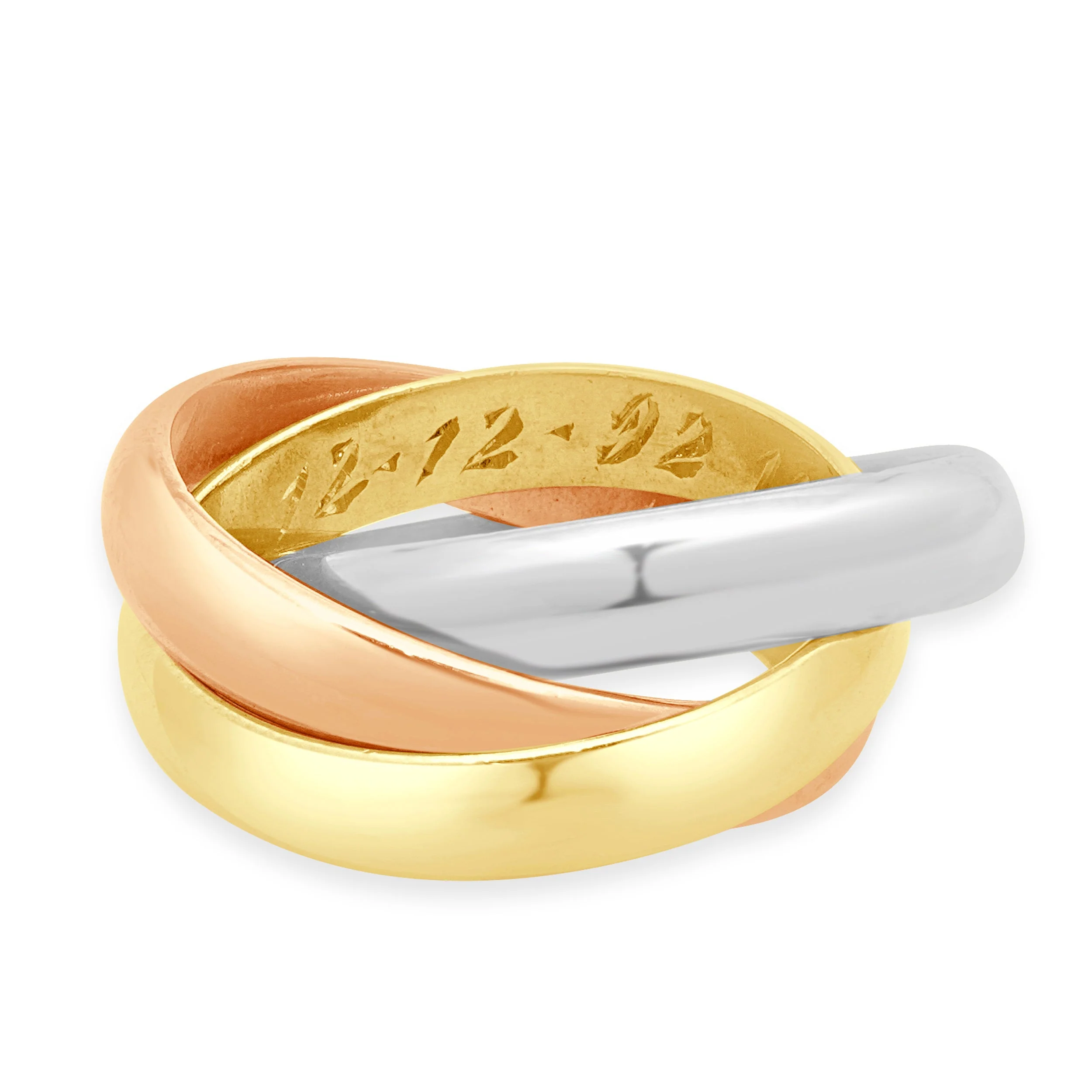 Cartier 18 Karat Tri-Tone Trinity Rolling Ring - Image 2