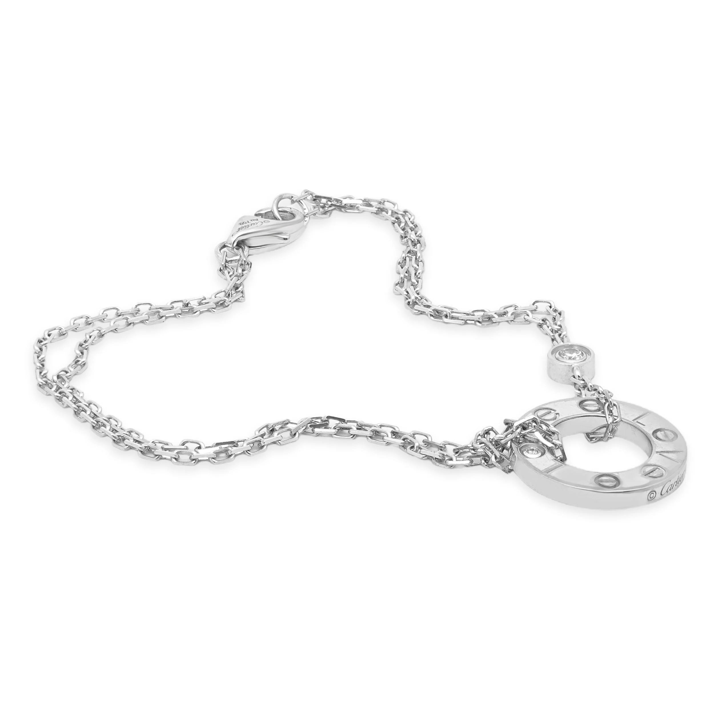 Cartier 18 Karat White Gold Diamond Love Circle Bracelet - Image 2
