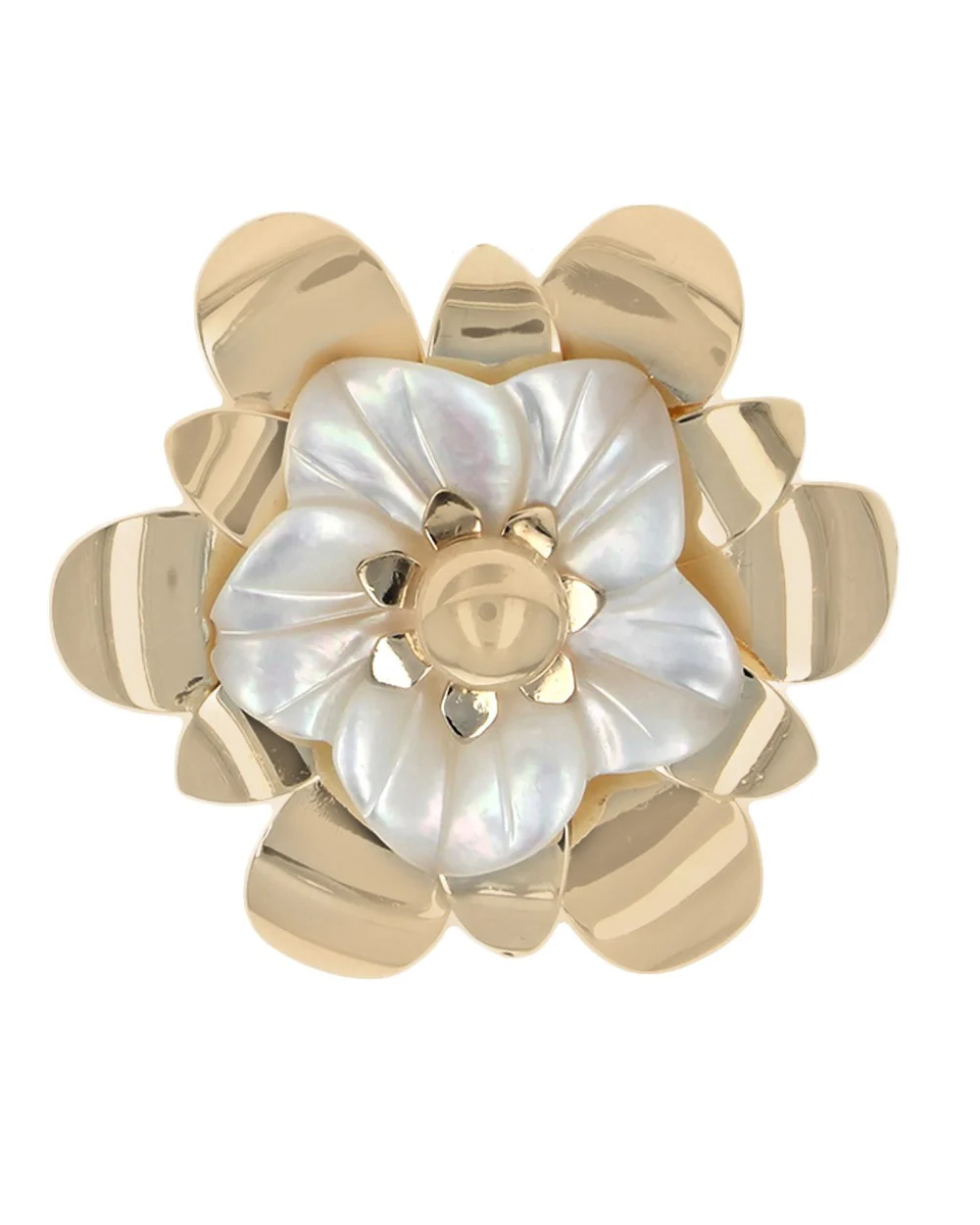 Carved Mother of Pearl Floral Ring - Image 2