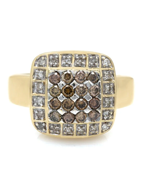 Champagne and White Diamond Halo Ring - Image 2