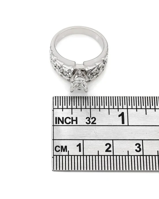 Channel and Flush Set Diamond Engagement Ring with 1ct Princess Center in 14kw - Image 3